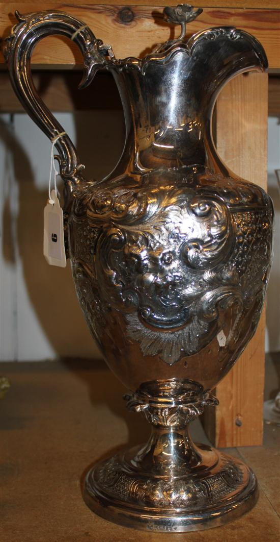Elkington plated ewer with later inscription